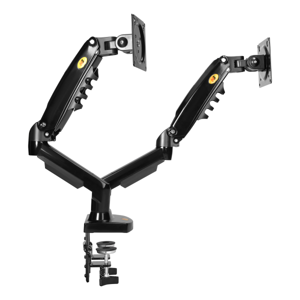 Full motion gas spring dual monitor arm, LED 17″-27″
